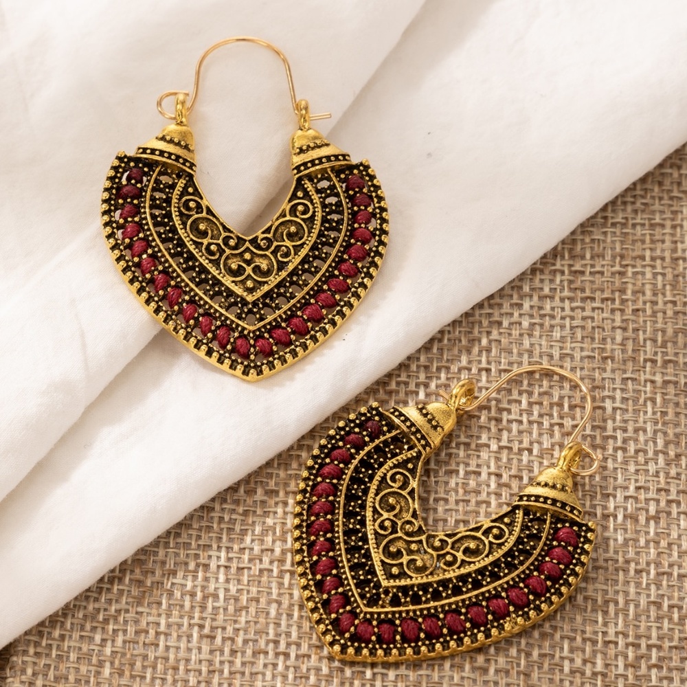 Braided Detail Gold Plated Hoop Earrings - Picture 1 of 2